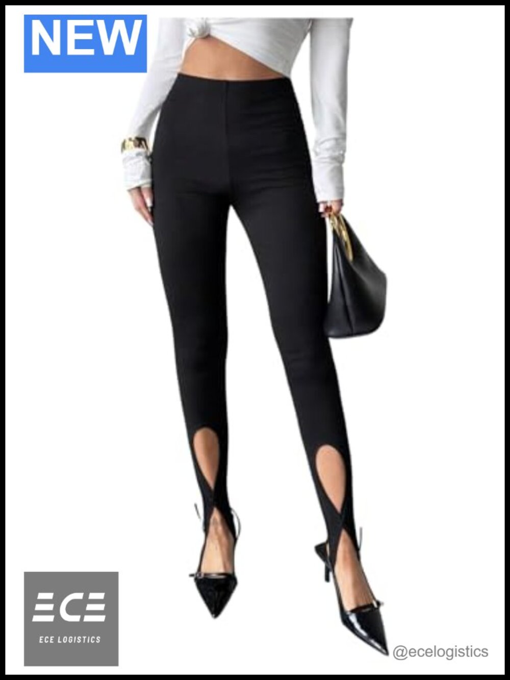Women's Hollow Out Stirrup Leggings High Waist Fitted Dance Pants